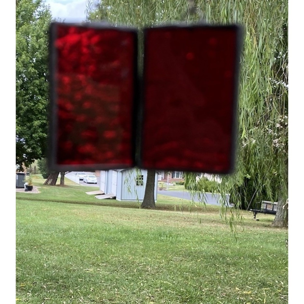 Artisan Handmade Red Stained Glass Pierced Dangling Earrings